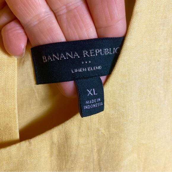 Banana Republic top XL NWT Shell linen yellow relaxed boxy lagenlook - Picture 7 of 12
